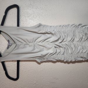 White Ruched Sleeveless Dress